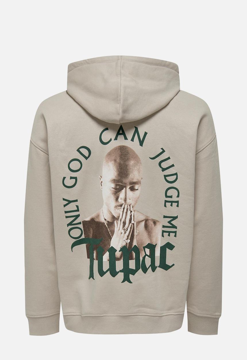 Only & Sons - Tupac relax sweat hoodie - silver lining