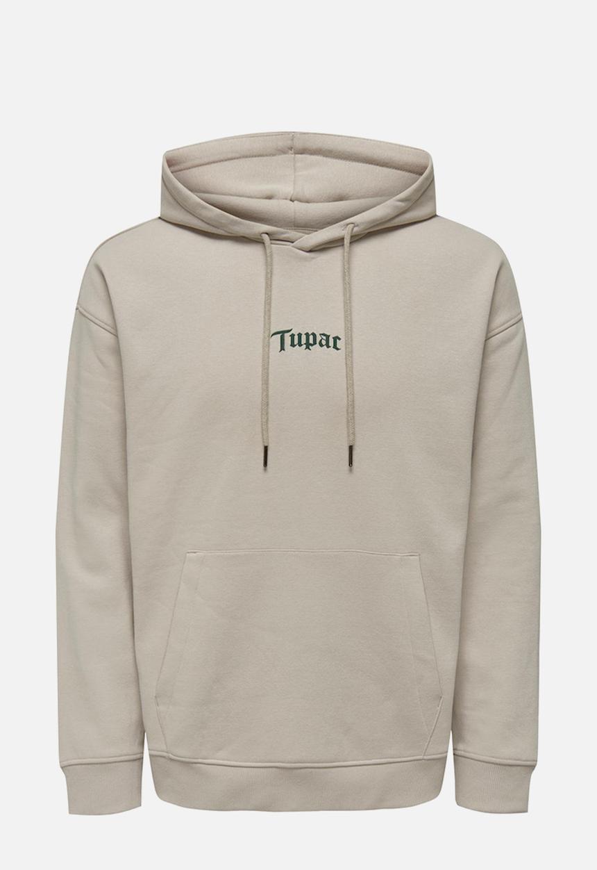 Only & Sons - Tupac relax sweat hoodie - silver lining