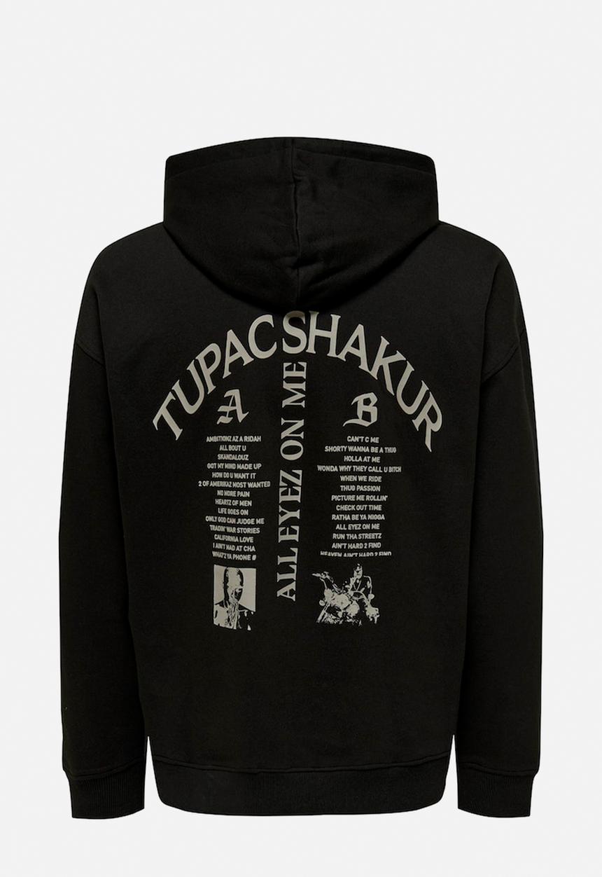 Only & Sons - Tupac relax sweat hoodie - black
