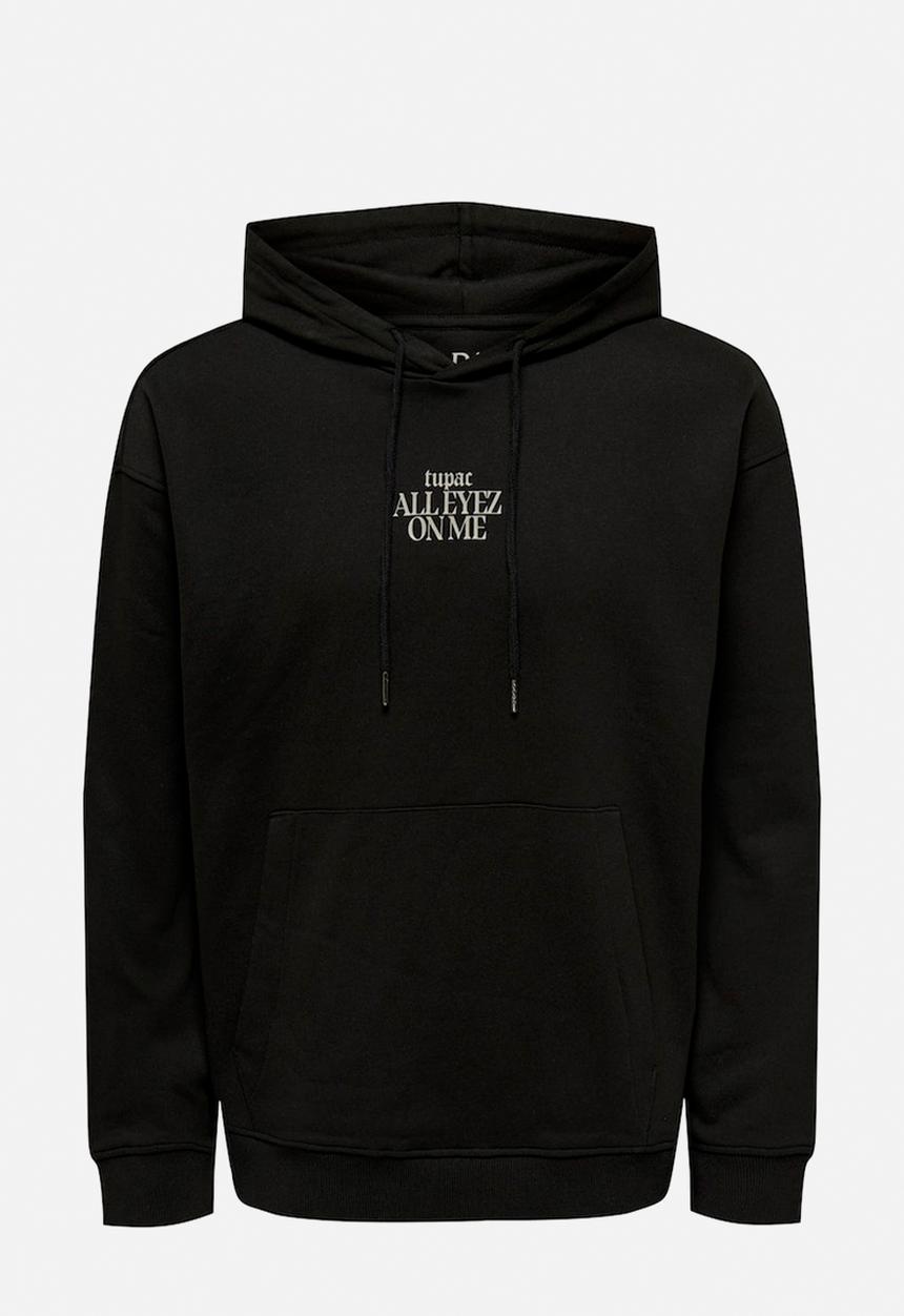 Only & Sons - Tupac relax sweat hoodie - black