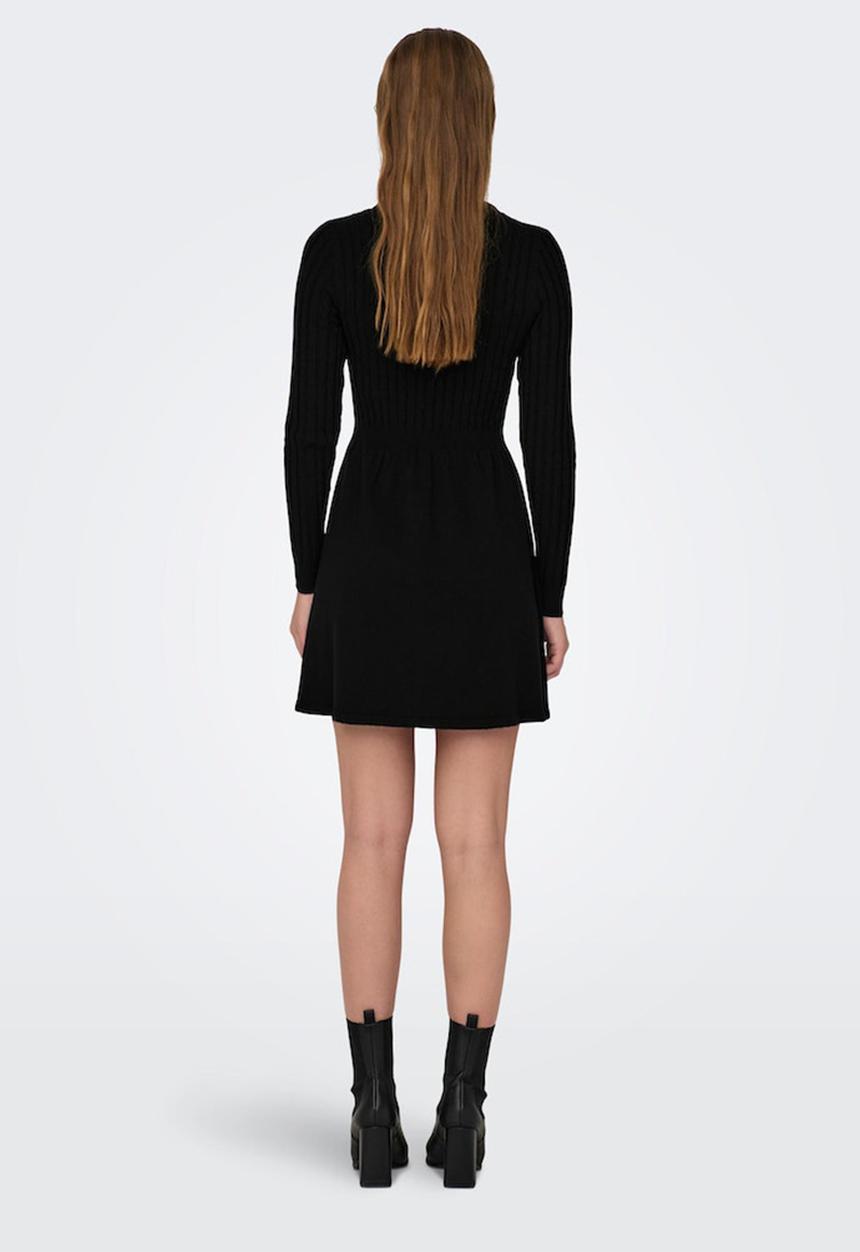 ONLY - Fia Long sleeve Cable Dress Knt - Black