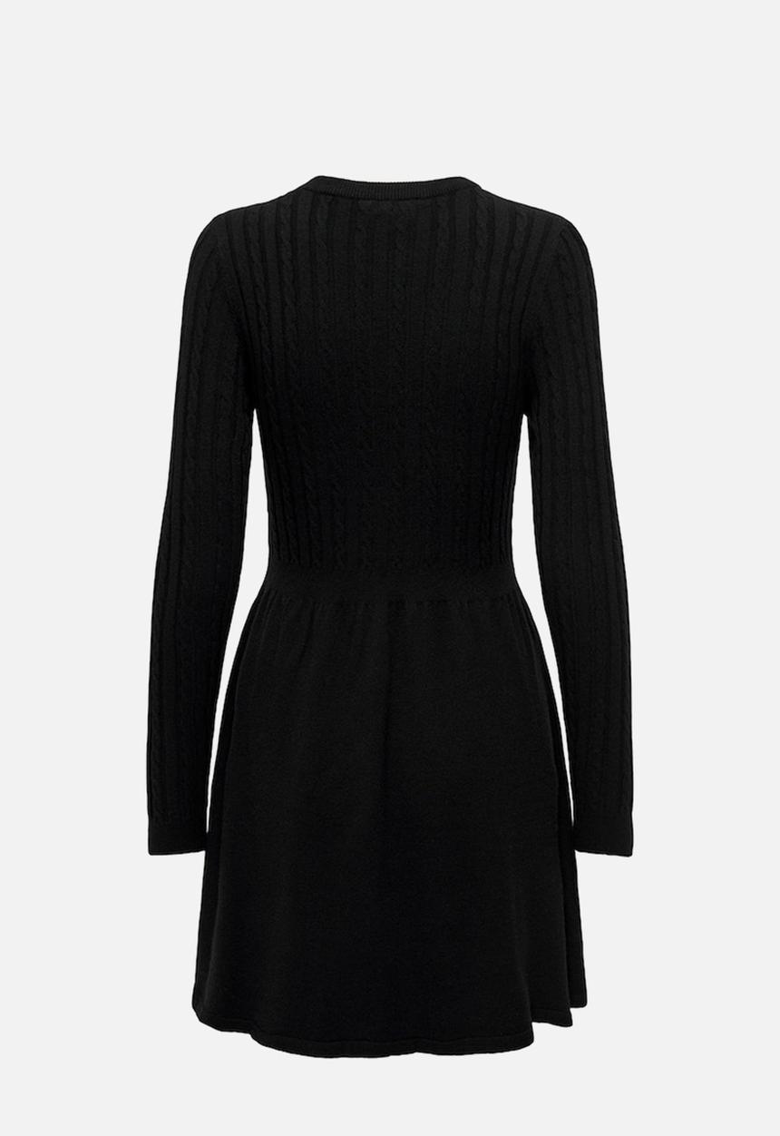 ONLY - Fia Long sleeve Cable Dress Knt - Black