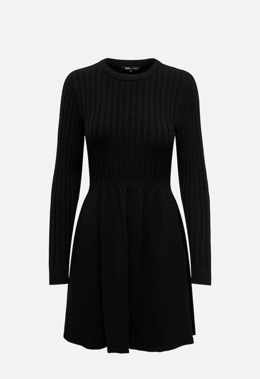 ONLY - Fia Long sleeve Cable Dress Knt - Black