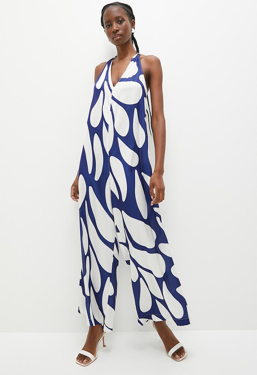 Superbalist - Printed relaxed satin jumpsuit - ink tear