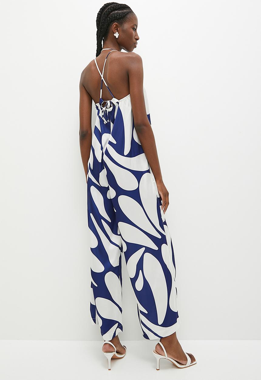 Superbalist - Printed relaxed satin jumpsuit - ink tear