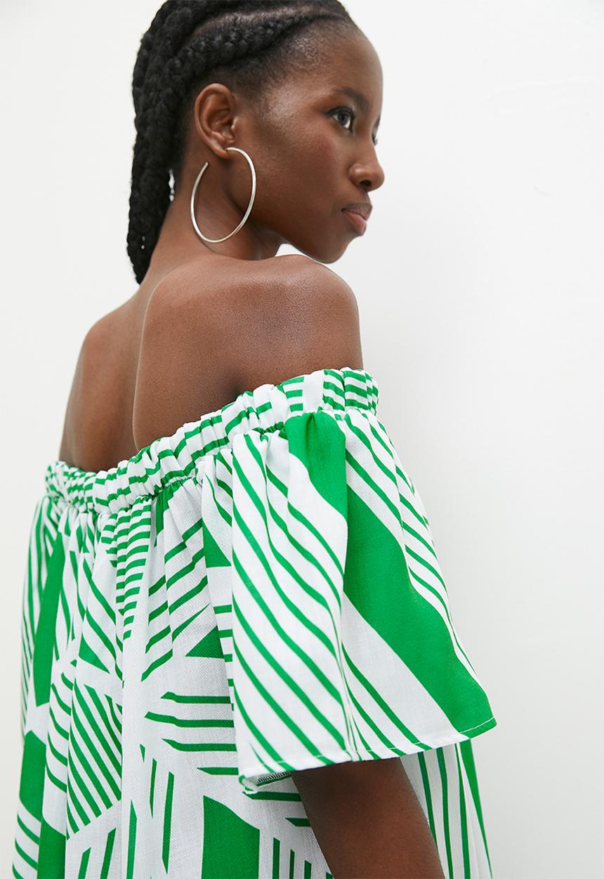 Superbalist - Texture midi dress - green broken stripes