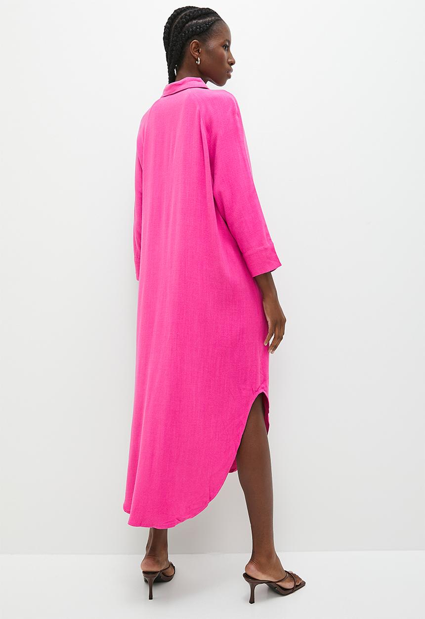 Superbalist - Longline linen blend shirt dress - pink