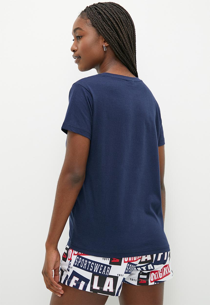 FILA - Mono deckle T-shirt - fila blue