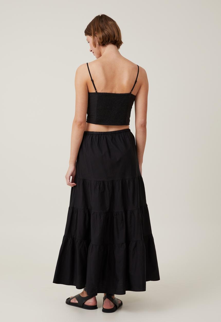 Cotton On - Plus Talulah Tiered Maxi Skirt - Black