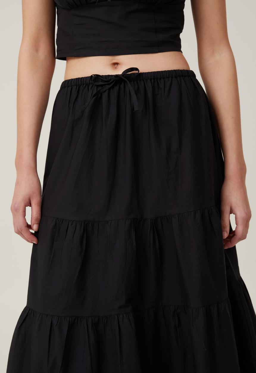 Cotton On - Plus Talulah Tiered Maxi Skirt - Black