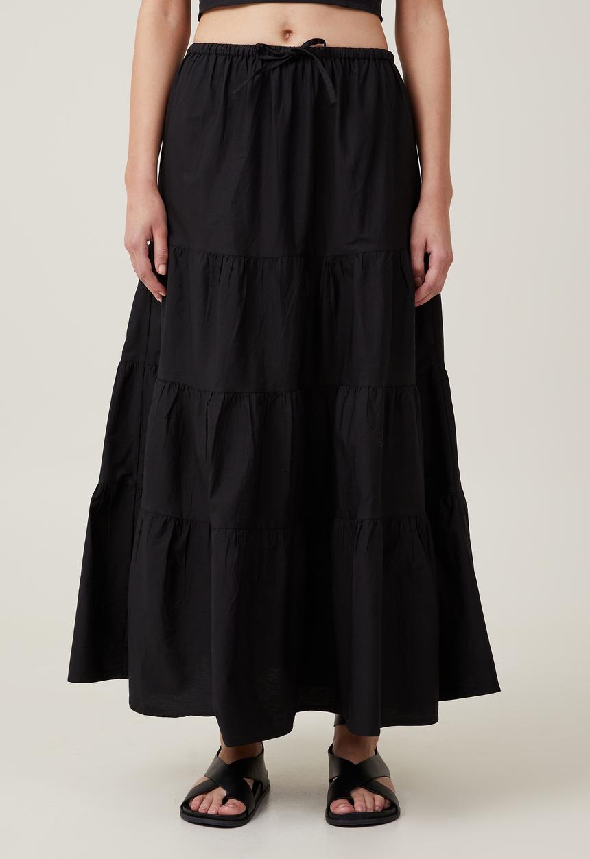 Cotton On - Plus Talulah Tiered Maxi Skirt - Black