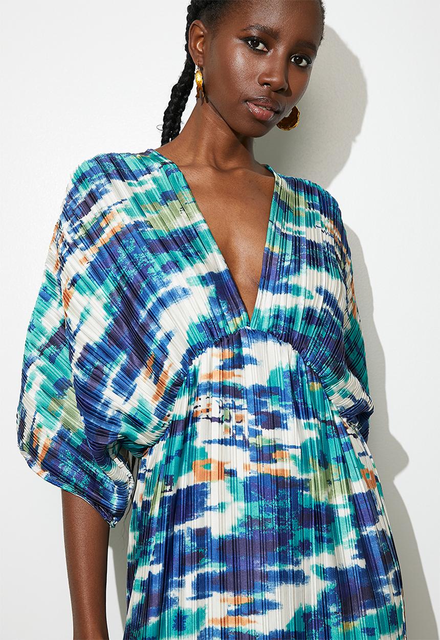 VELVET - Pleated dolman sleeve maxi dress - multi