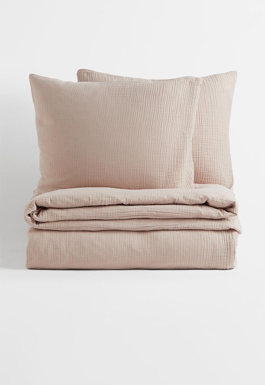 H&M - Muslin double/king duvet cover set - beige