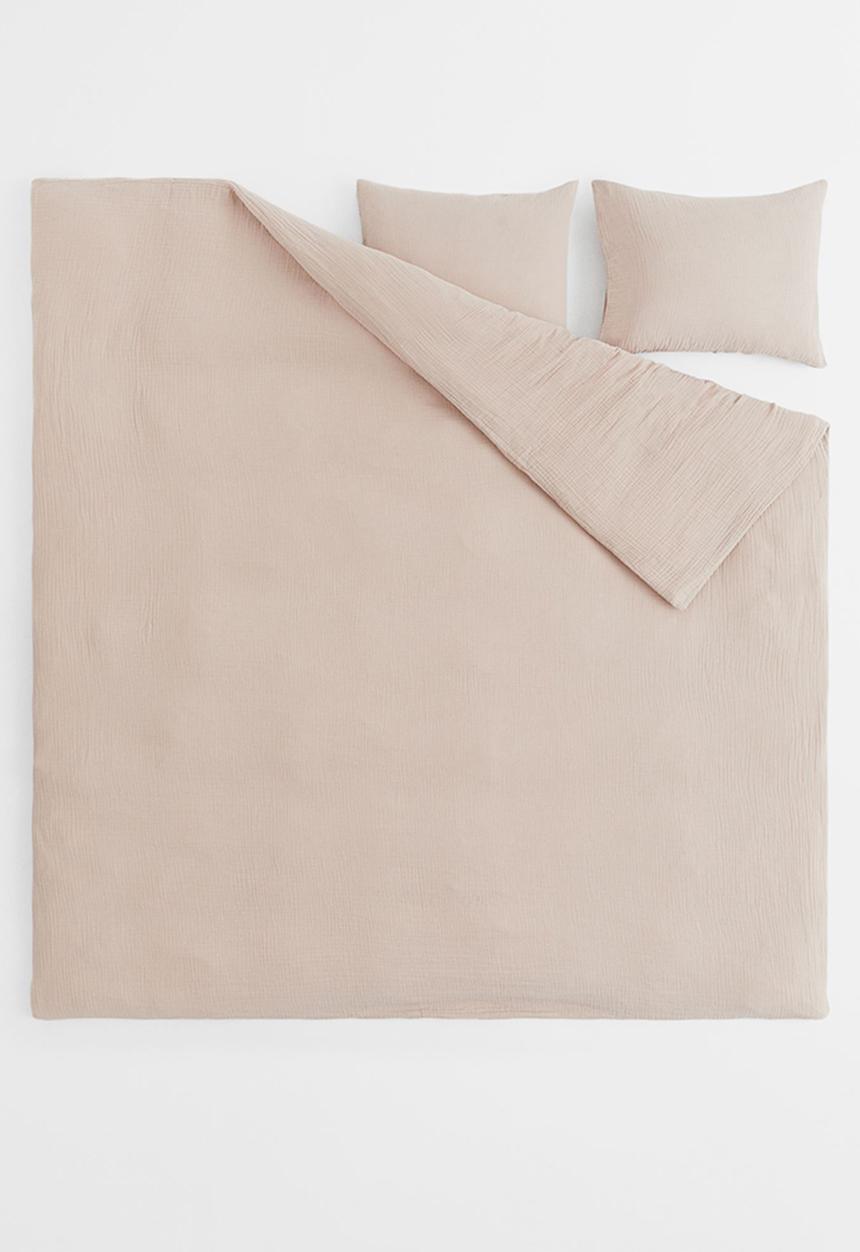 H&M - Muslin double/king duvet cover set - beige