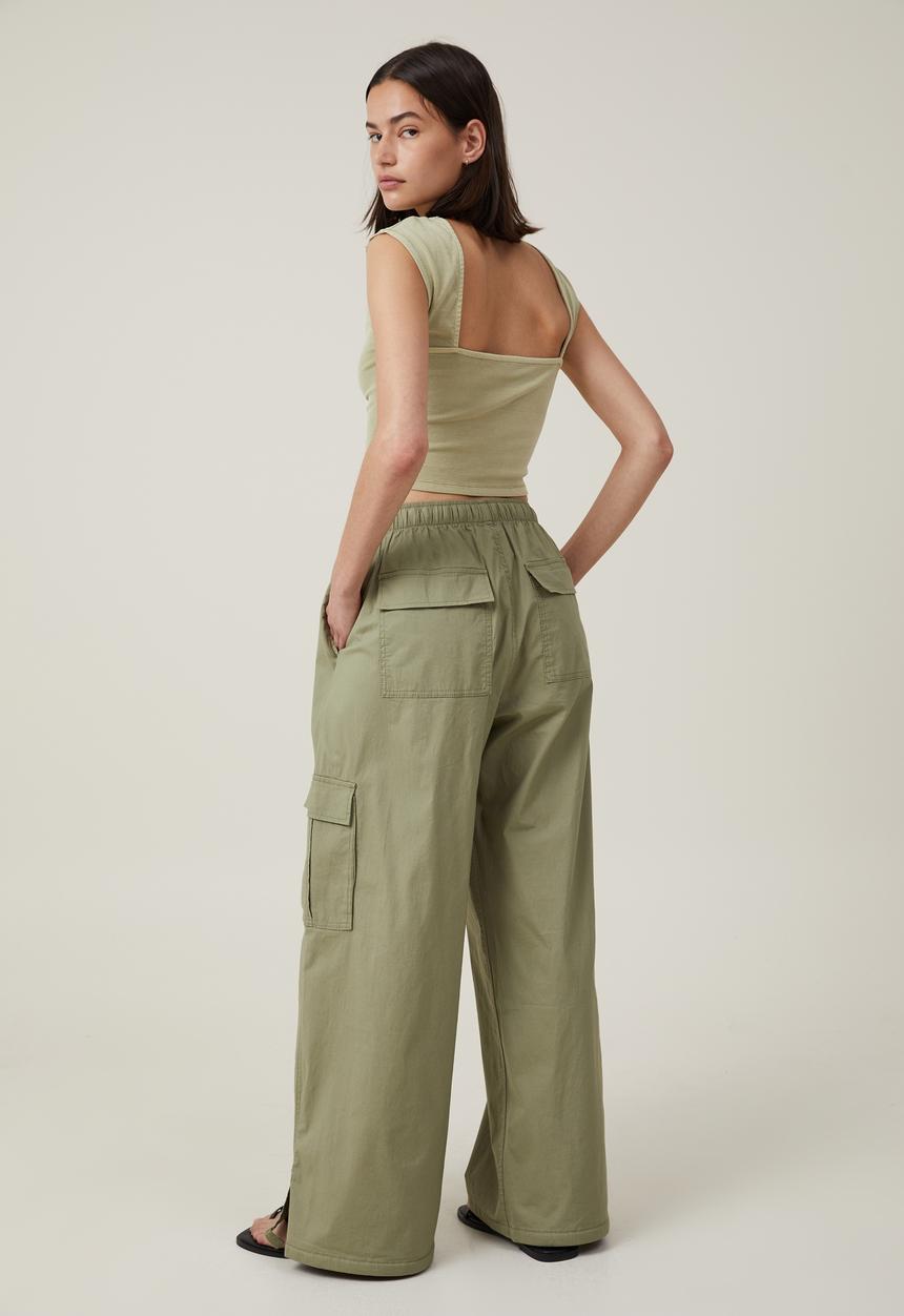 Cotton On - Summer Wide Leg Pant - Khaki