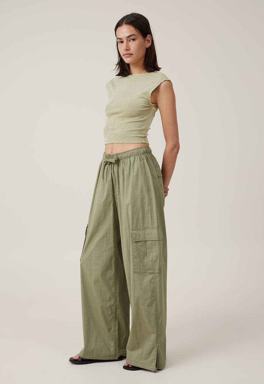 Cotton On - Summer Wide Leg Pant - Khaki