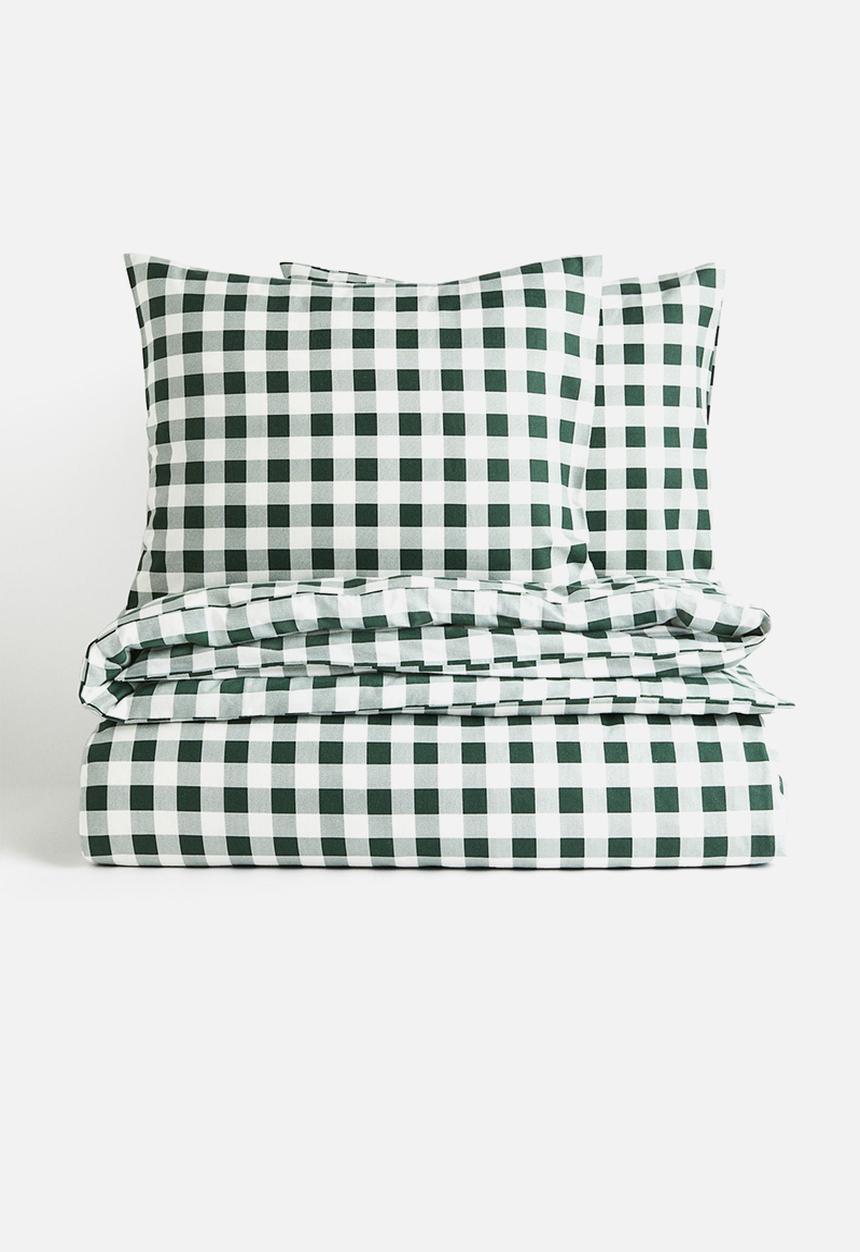 H&M - Flannel double/king duvet cover set - green