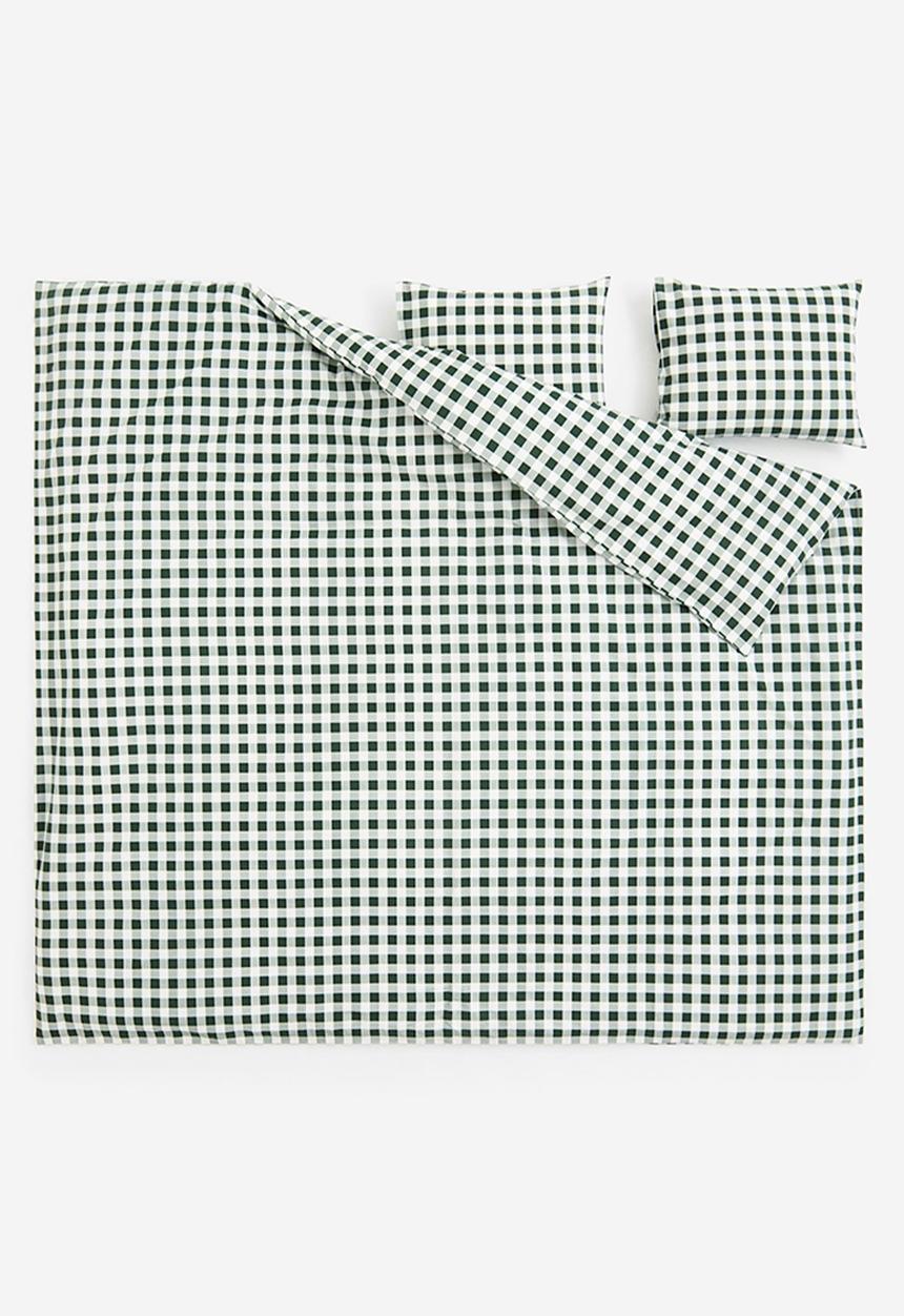 H&M - Flannel double/king duvet cover set - green