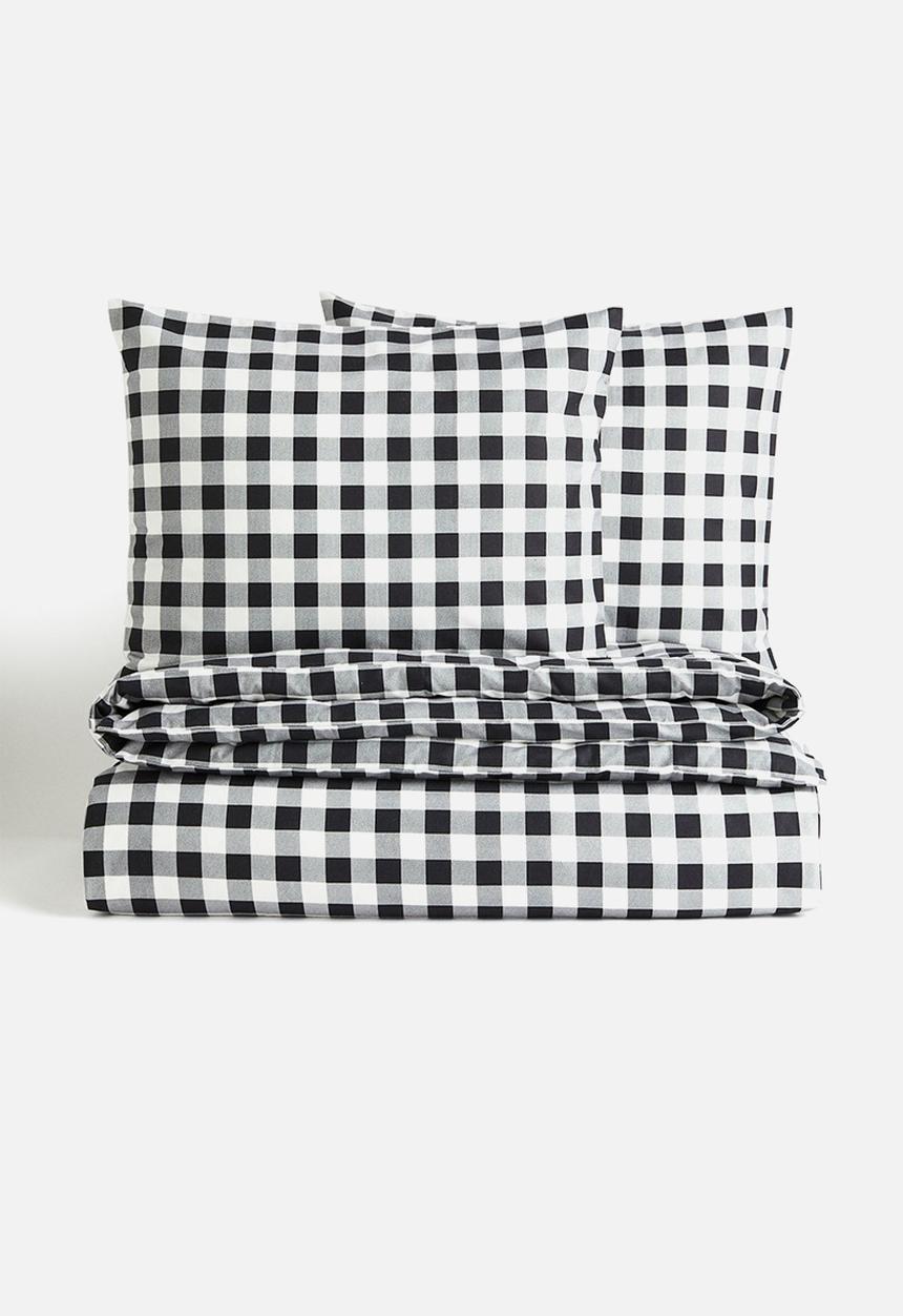 H&M - Flannel double/king duvet cover set - black