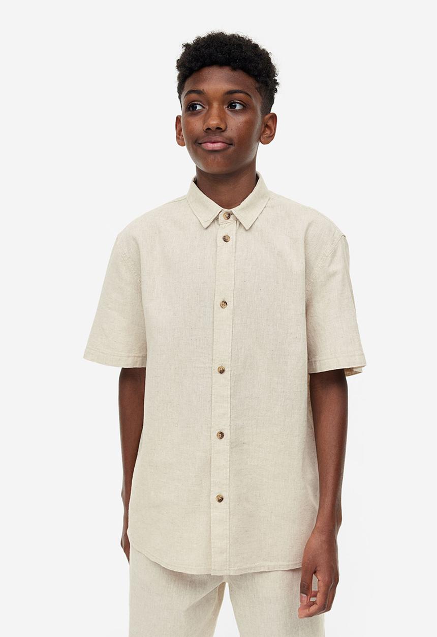 H&M - Linen-blend shirt - light beige