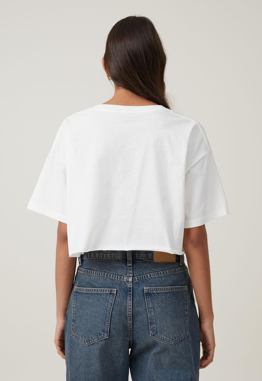 Cotton On - The Oversized Chopped Lcn Tee - Lcn Ncr Nascar Racing/Vintage White