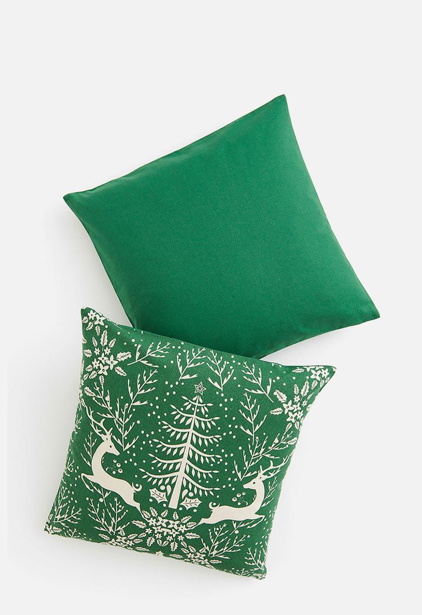 H&M - 2-pack cotton canvas cushion covers - green