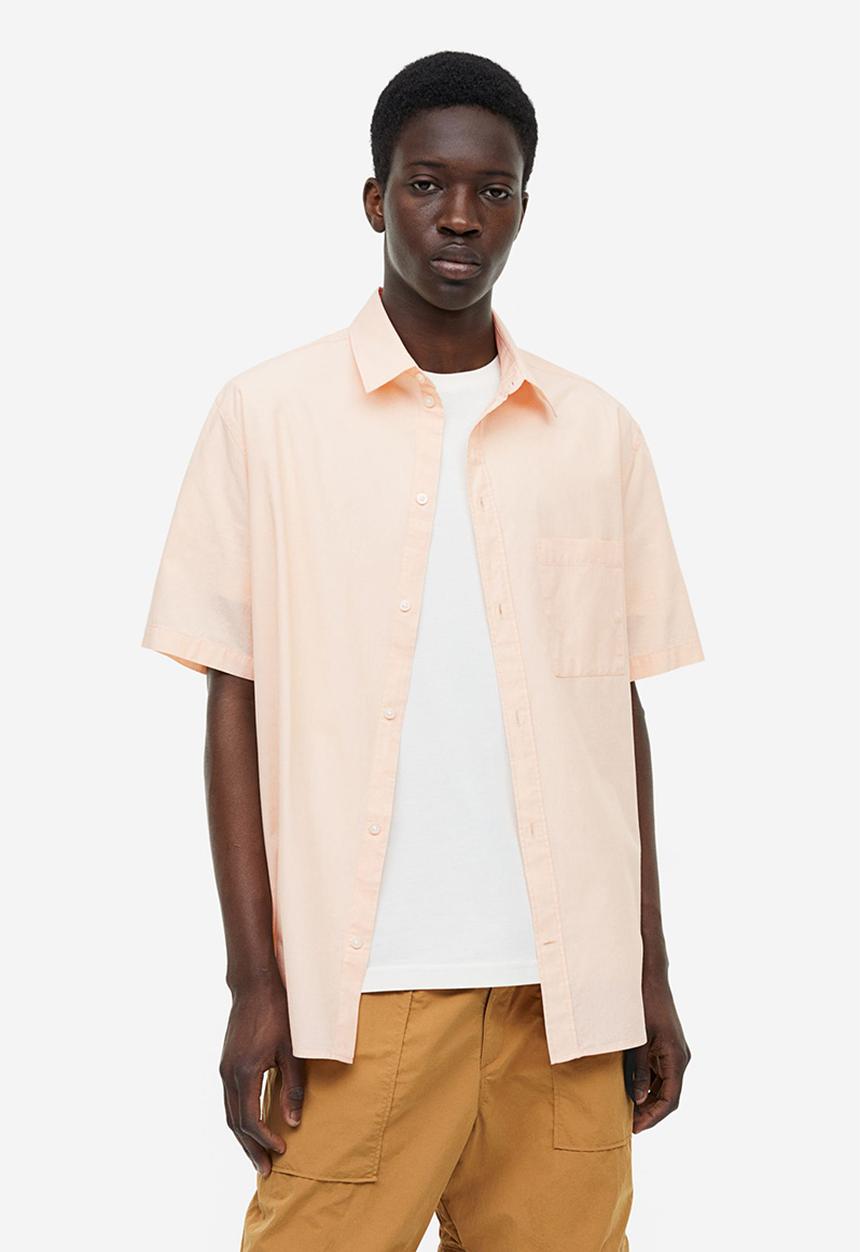 H&M - Regular fit short-sleeved shirt - peach