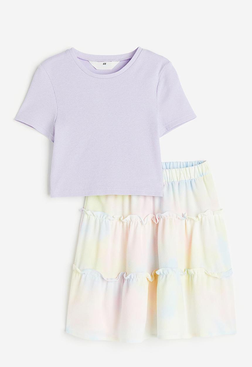 H&M - 2-Piece top & skirt set - lilac & light yellow
