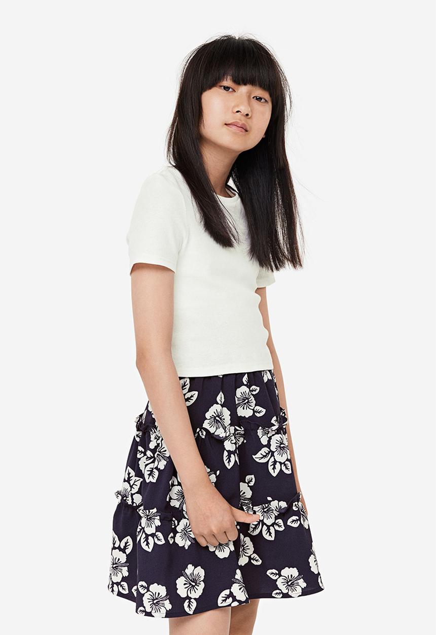 H&M - 2-Piece top & skirt set - navy blue floral