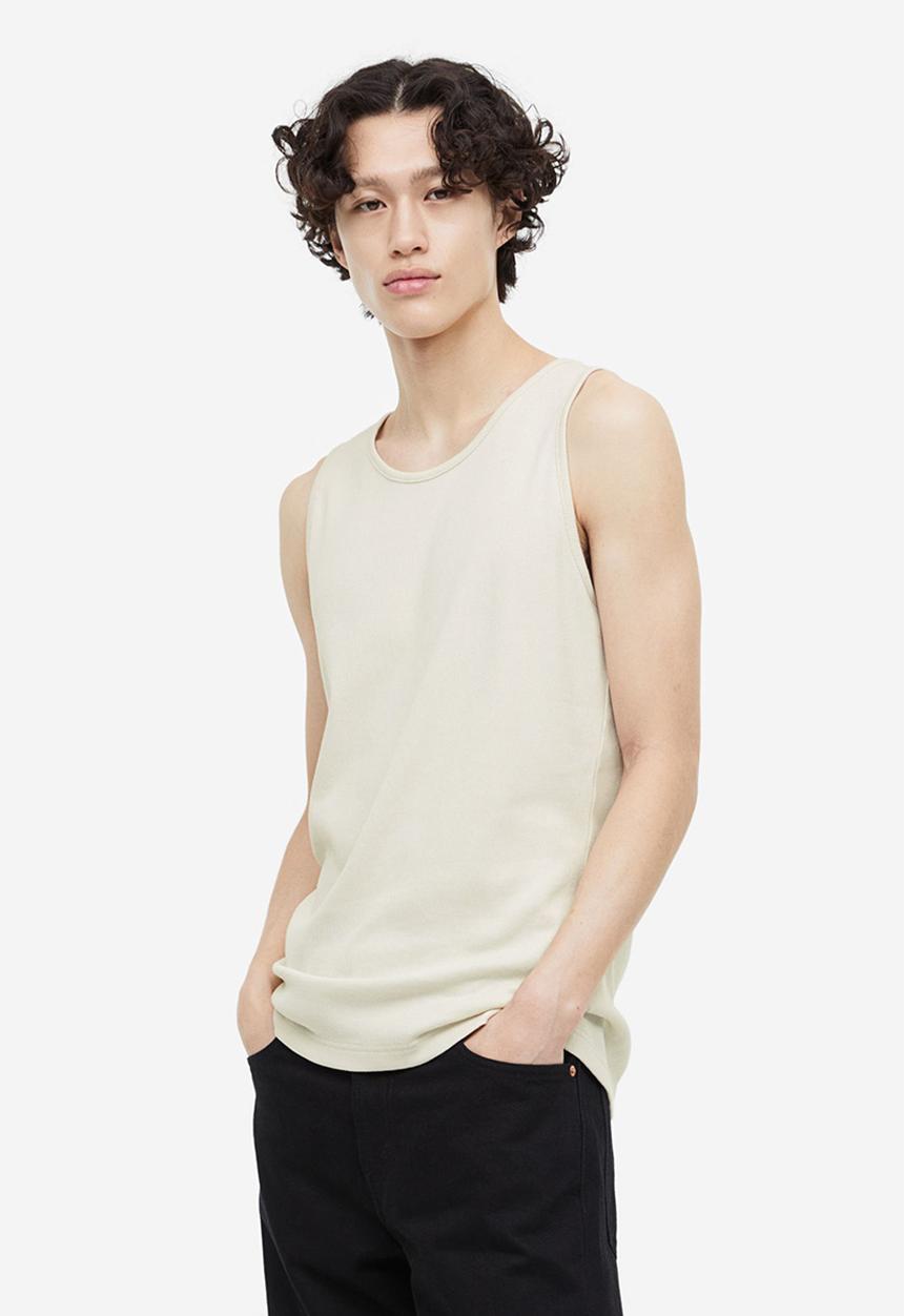 H&M - Ribbed vest top - light beige