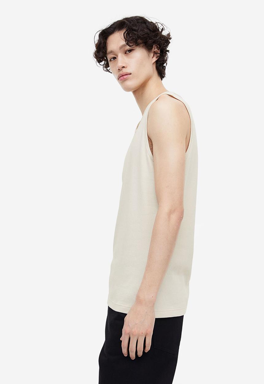 H&M - Ribbed vest top - light beige