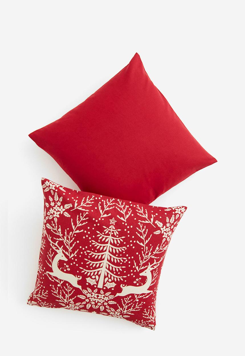 H&M - 2-pack cotton canvas cushion covers - red