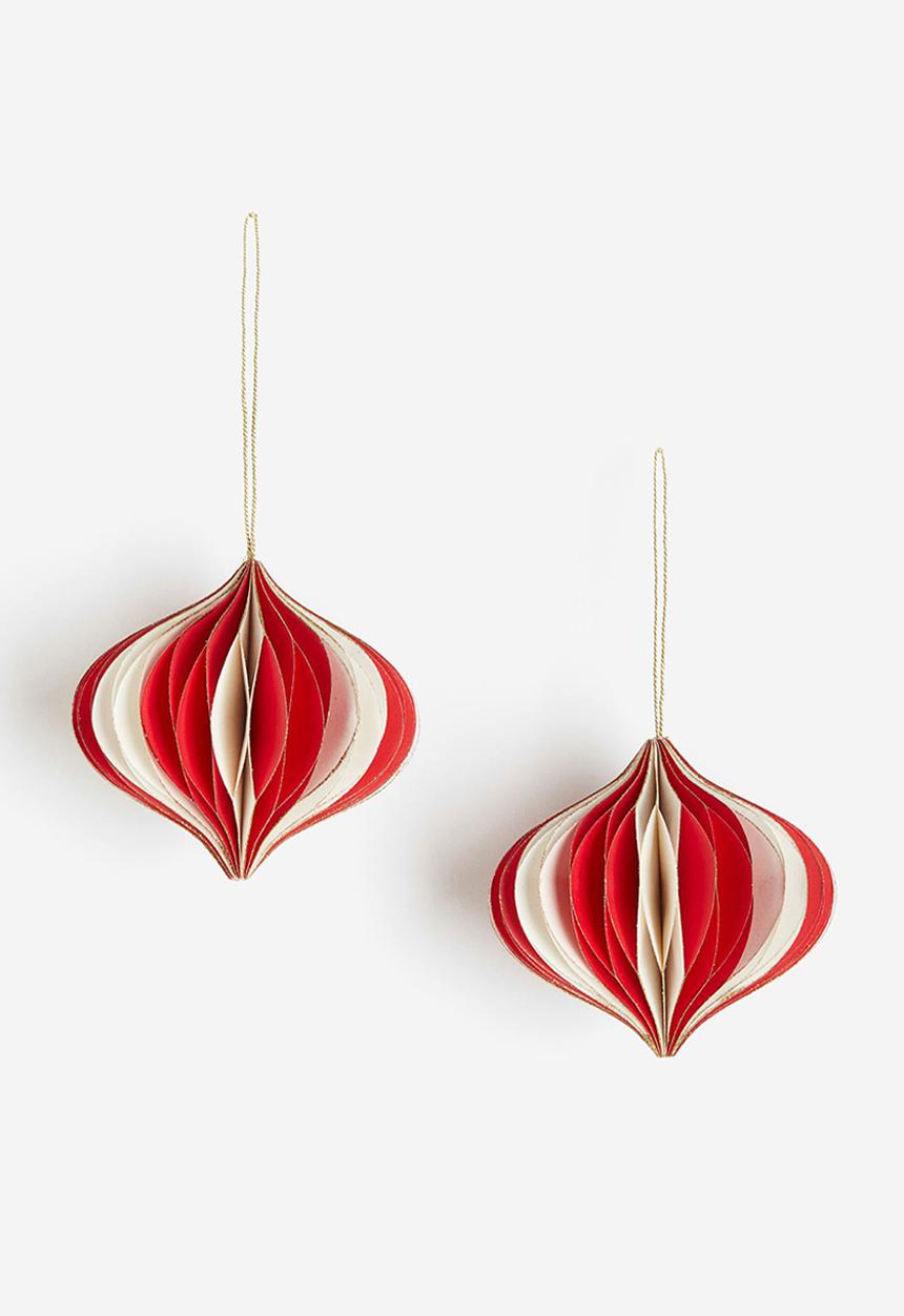 H&M - 2-Pack christmas decorations - red striped