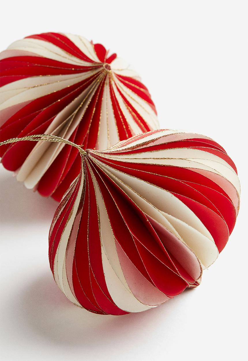 H&M - 2-Pack christmas decorations - red striped