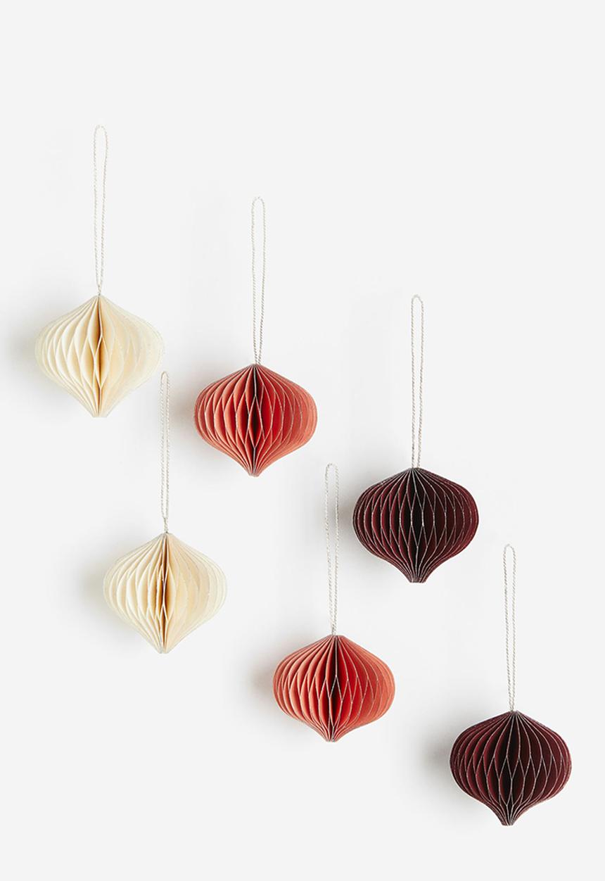 H&M - 6-Pack christmas decorations - burgundy & white
