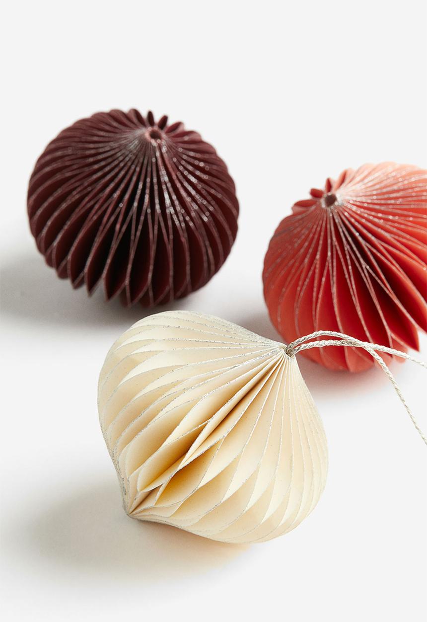 H&M - 6-Pack christmas decorations - burgundy & white