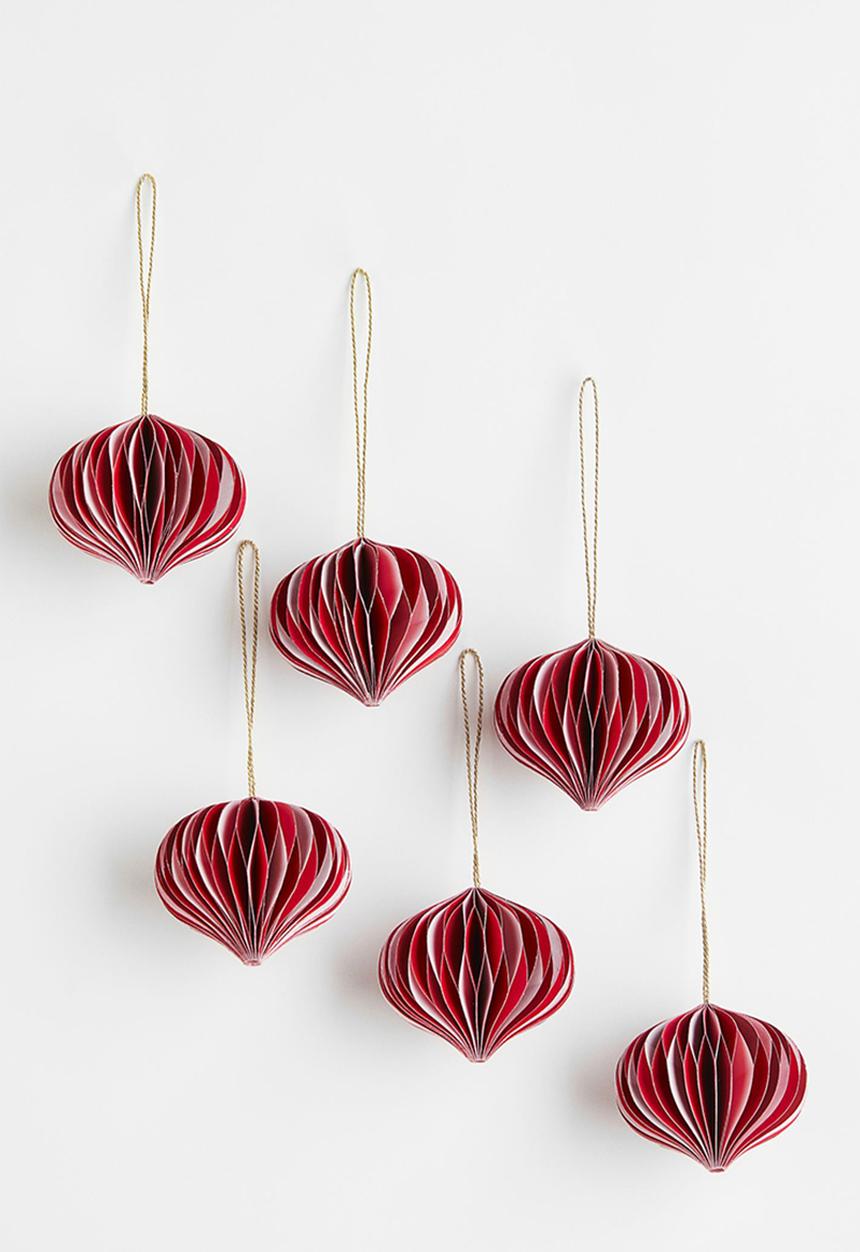 H&M - 6-Pack christmas decorations - dark red