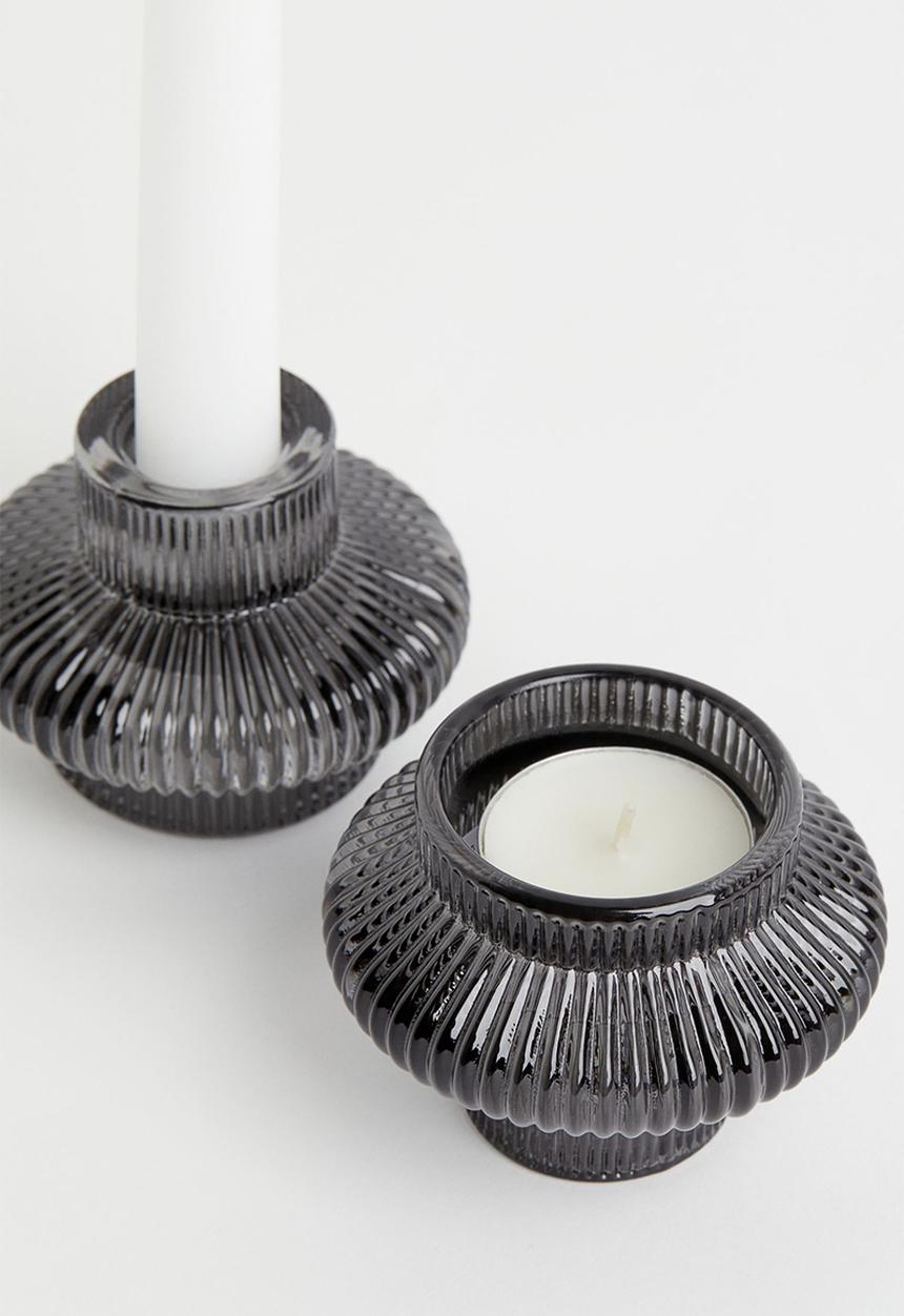 H&M - Glass candle lantern - dark grey