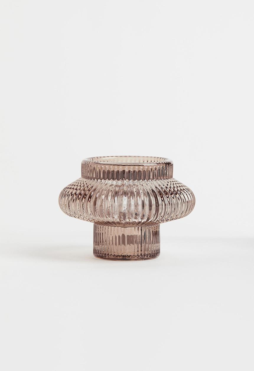 H&M - Glass candle lantern - beige