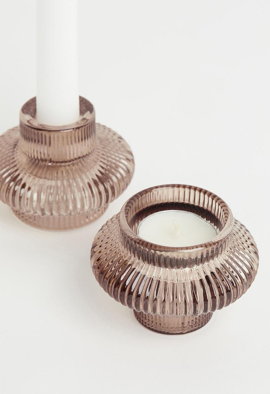 H&M - Glass candle lantern - beige