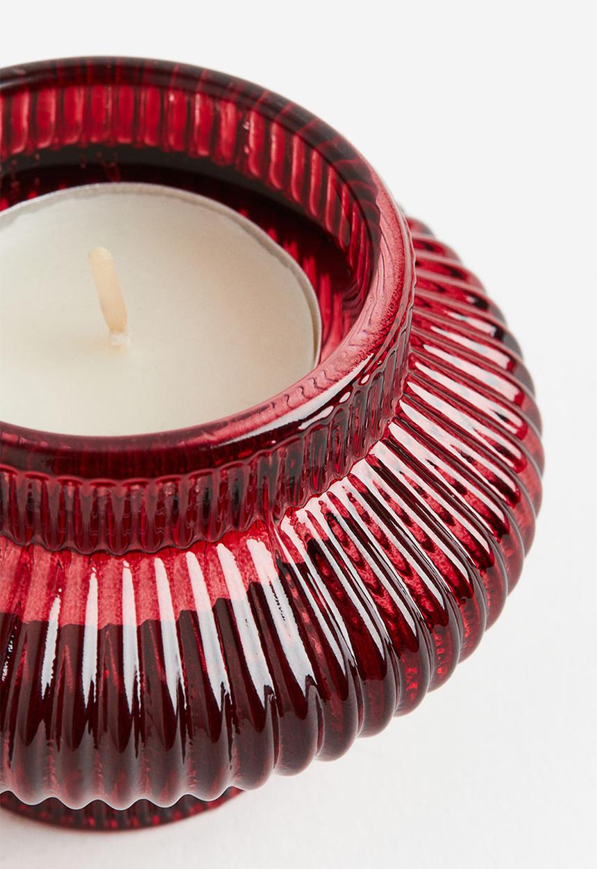 H&M - Glass candle lantern - dark red