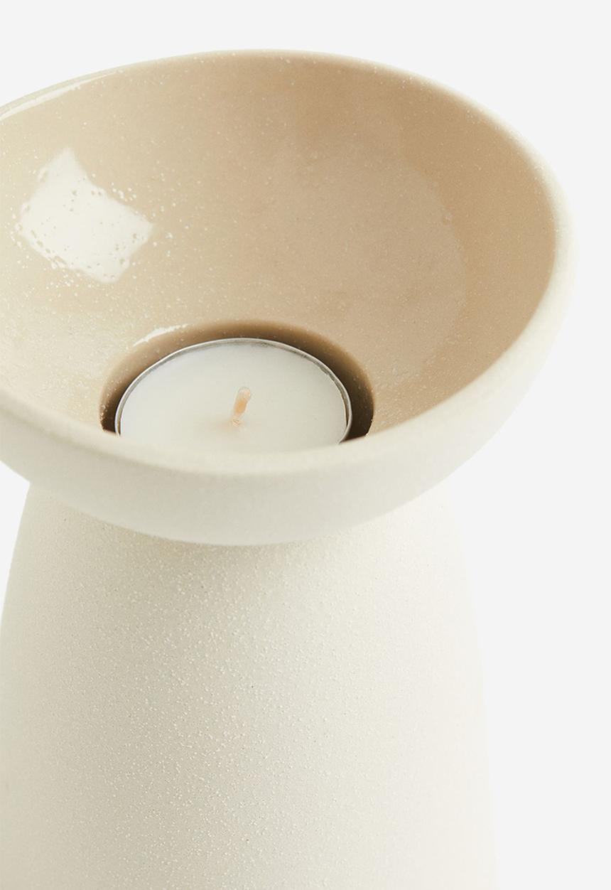 H&M - Stoneware candlestick - cream