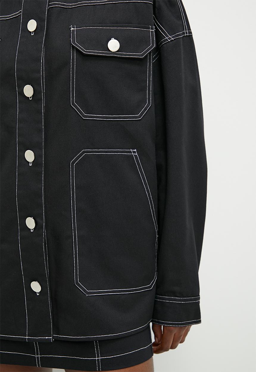 Blake - Co-ord shacket with contrast top stitching - black