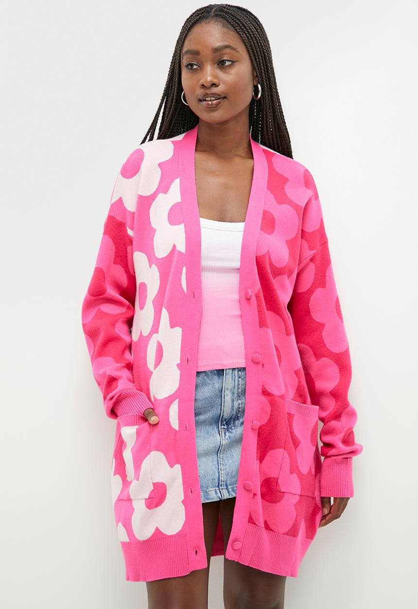 Glamorous - Retro flower cardigan - pink