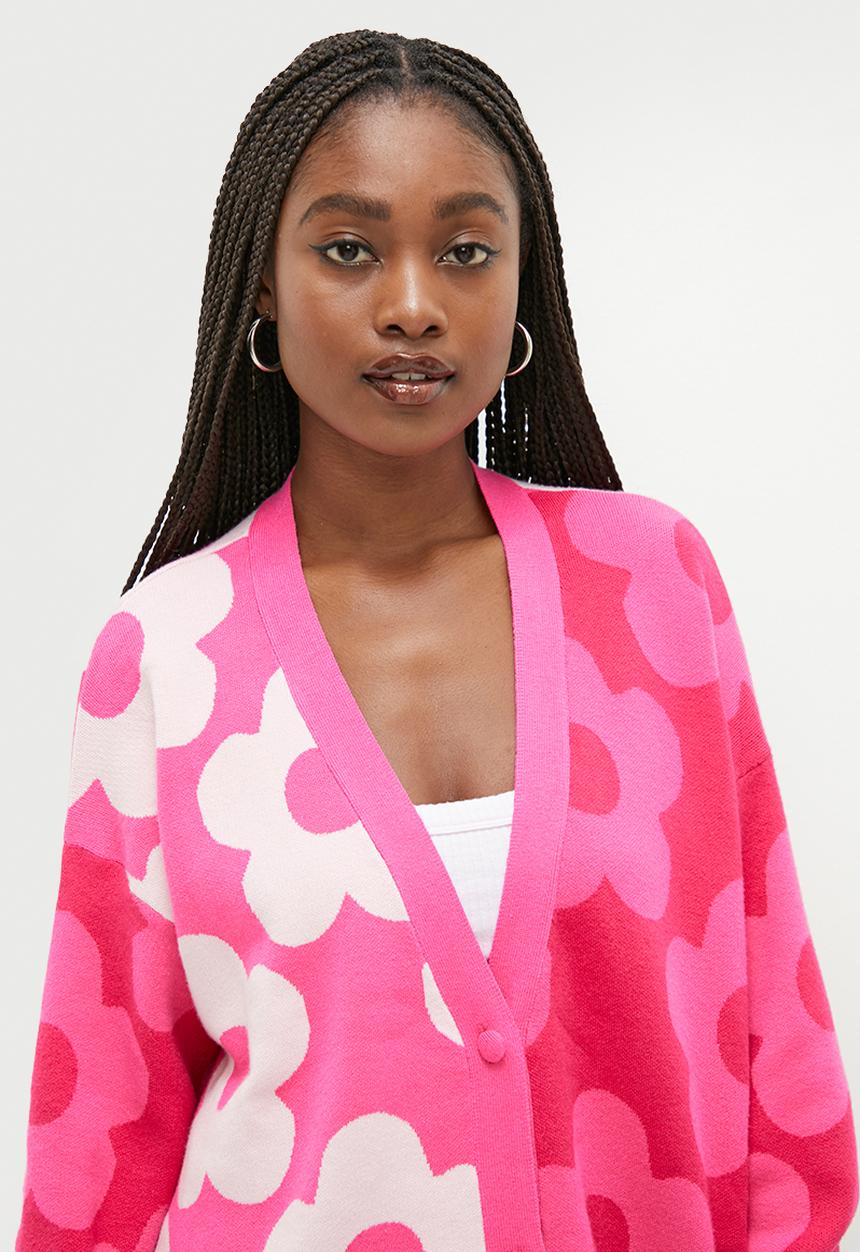 Glamorous - Retro flower cardigan - pink