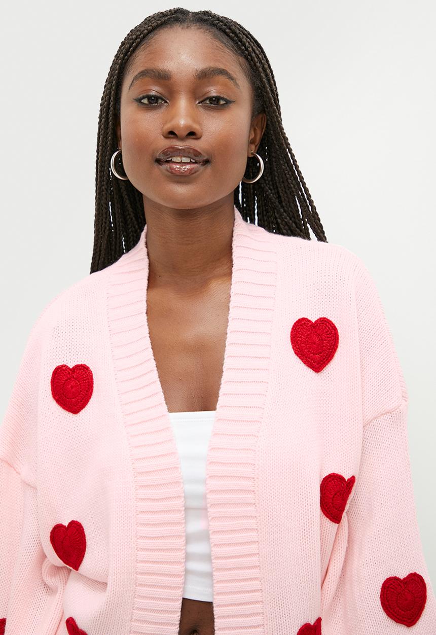 Glamorous - I heart you cardigan - pink red