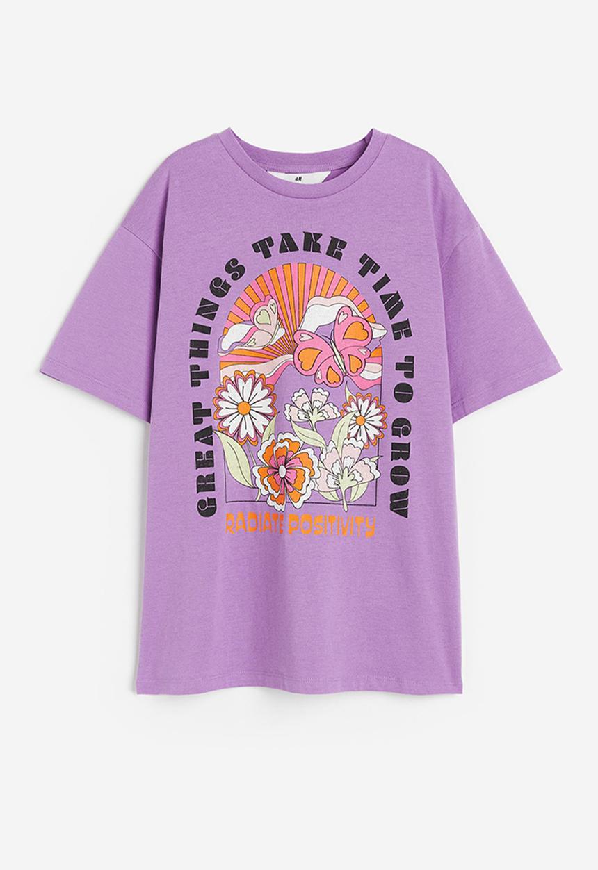 H&M - Oversized cotton T-shirt - purple 