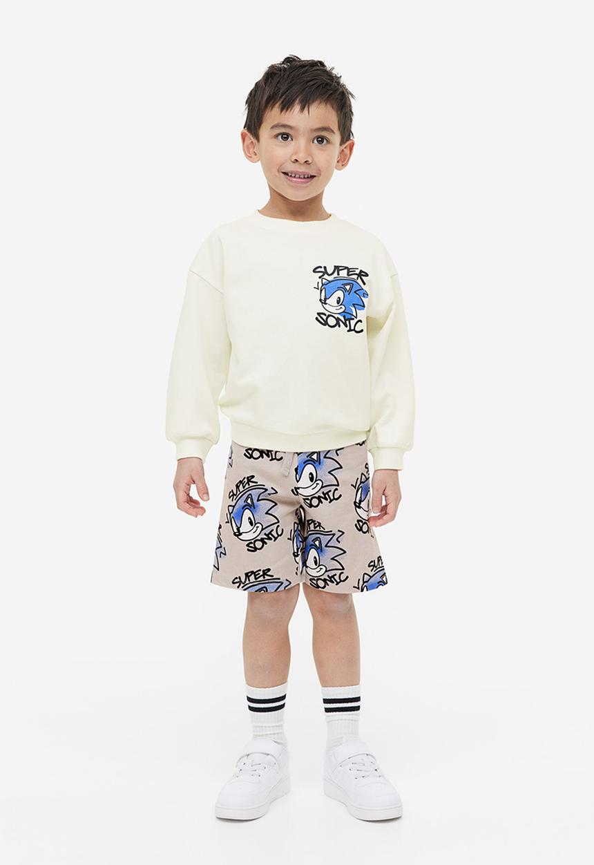 H&M - 2-Piece printed sweatshirt set - cream sonic the hedgehog