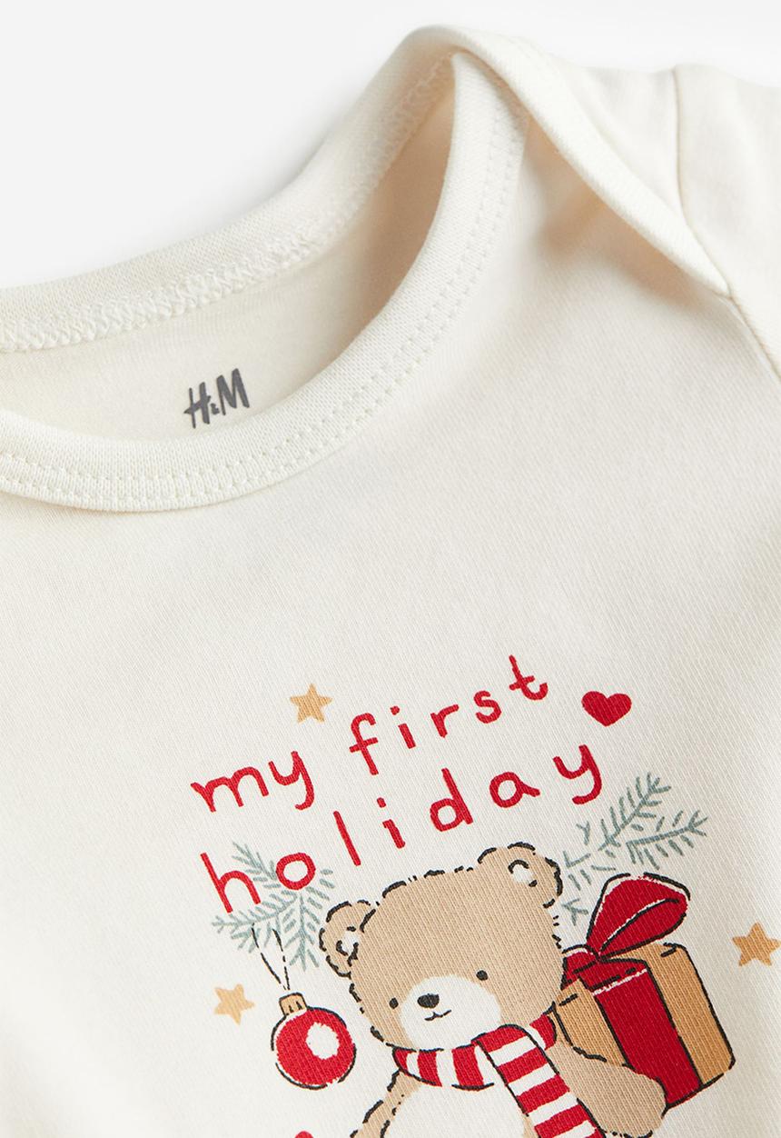 H&M - 2-Piece cotton jersey set - red my first holiday