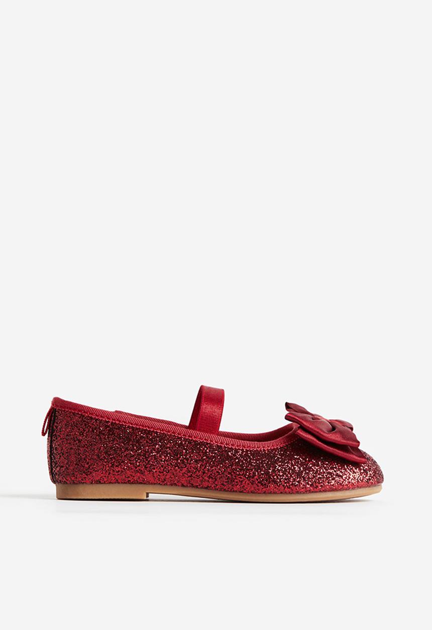 H&M - Appliquéd ballet pumps - red glitter